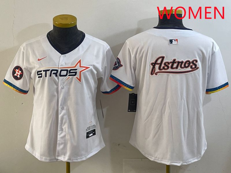 Women Houston Astros Blank White Fourth generation Joint Name 2025 Nike MLB Jersey style 14->women mlb jersey->Women Jersey
